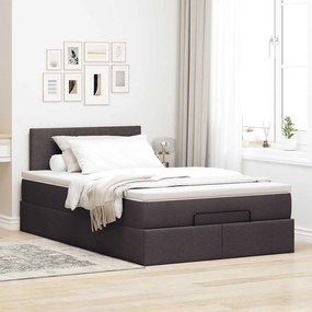 vidaXL Ottoman Κρεβάτι με Στρώμα Σκούρο Καφέ 120x200cm Ύφασμα