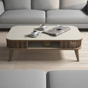 Τραπεζάκι Σαλονιού Κρεμ DRADRA 105x60x34.6