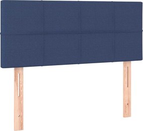 vidaXL Κρεβάτι Boxspring με Στρώμα Μπλε 90x200 εκ.Υφασμάτινο