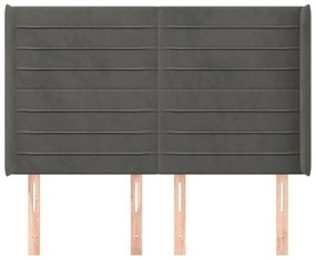 Κεφαλάρι με Πτερύγια Σκούρο Γκρι 147x16x118/128εκ.Βελούδινο - Γκρι