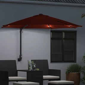 vidaXL Ομπρέλα Κήπου Τοίχου με LEDs Πορτοκαλί 248 cm
