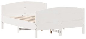 vidaXL Πλαίσιο Κρεβατιού Κεφαλάρι Λευκό 150x200εκ Μασίφ Πεύκο