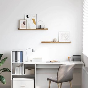 vidaXL Ράφι Τοίχου με ράφι 2 pcs Καφέ 80 x 9 x 3 cm Επεξεργασμένο ξύλο