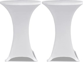 vidaXL Κάλυμμα Τραπεζιού Stretch 2 τεμ. Λευκό Ø 60 εκ.