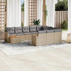 vidaXL Patio Sofa Set 10-θέσια Μικτό μπεζ και γκρι
