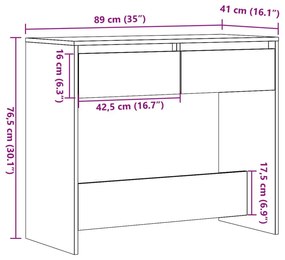 Τραπέζι Κονσόλα Αρτισιανή Δρυς 89x41x76,5 εκ Επεξεργασμένο Ξύλο - Καφέ