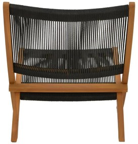 Καρέκλα - Πολυθρόνα Seeal teak ξύλο και σχοινί σε μαύρη απόχρωση 61x76x72 εκ. 61x76x72 εκ.