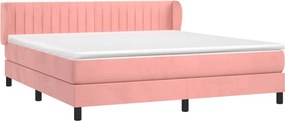 vidaXL Κρεβάτι Boxspring με Στρώμα Ροζ 180x200 εκ. Βελούδινο