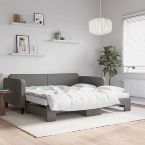 Καναπές Κρεβάτι Συρόμενος Σκ. γκρι 100x200εκ. Ύφασμα Στρώματα - Γκρι