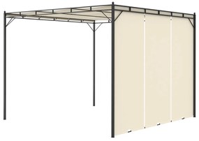 vidaXL Κιόσκι Κήπου Κρεμ 3 x 3 x 2,25 μ. με Πλαϊνή Κουρτίνα