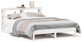 vidaXL Σκελετός Κρεβ. Χωρίς Στρώμα Λευκό 135x190 εκ Μασίφ Πεύκο