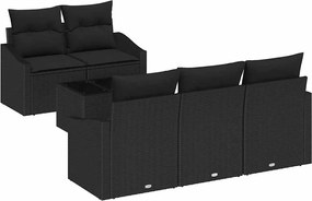 vidaXL Σετ Καναπέ με μαξιλάρι 6 pcs Μαύρο συνθετικό ρατάν