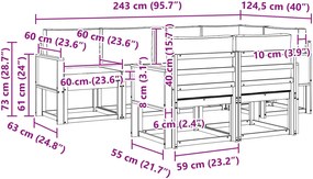 vidaXL Σειρά Καναπέ Εξωτερικού 7 pcs Φυσικό και Ανθρακί Πολυεστέρας
