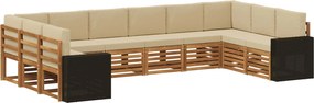vidaXL Σειρά Καναπέ Εξωτερικού 10 pcs Φυσικό και Μπεζ Πολυεστέρας