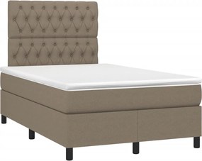 vidaXL Κρεβάτι Boxspring με Στρώμα Taupe 120x190 εκ. Υφασμάτινο