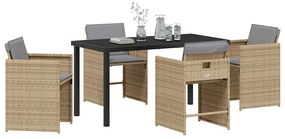 vidaXL Σέτ φαγητού για κήπο 5 pcs Μπεζ συνθετικό ρατάν