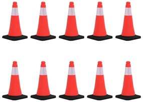 vidaXL Κώνοι Σήμανσης Ανακλαστικοί με Βαριά Βάση 10 τεμ. 50 εκ.