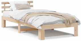 vidaXL Σκελετός Κρεβατιού Καφέ 90 x 200 cm Μασίφ ξύλο πεύκου
