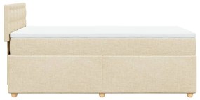 vidaXL Κρεβάτι Boxspring με Στρώμα Κρεμ 90x190 εκ.Υφασμάτινο