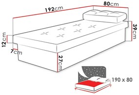 Κρεβάτι Dover 100, Μονόκλινο, Τυρκουάζ, 80x190, 80x192x39cm, 53 kg, Στρώμα: Ναι | Epipla1.gr