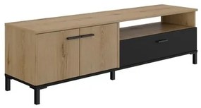 Epiplo World  Trust Έπιπλο Τηλεόρασης 160x40εκ. Helvezia Oak/Black BEST-1536548