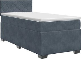 vidaXL Κρεβάτι box spring με στρώμα Σκούρο Γκρι 100 x 200 cm Βελούδο