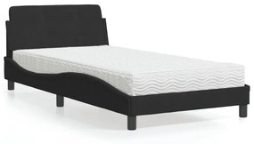 Κρεβάτι με Στρώμα Μαύρο 100x200 εκ. Βελούδινο - Μαύρο