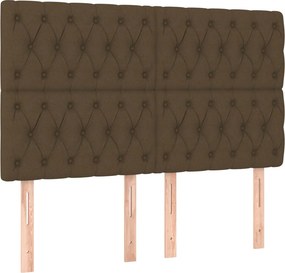 vidaXL Κρεβάτι Boxspring με Στρώμα Σκούρο Καφέ 140x190 εκ. Υφασμάτινο