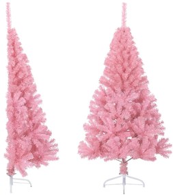 vidaXL Χριστουγεννιάτικο Δέντρο Τεχνητό Μισό Με Βάση Ροζ 150 εκ. PVC