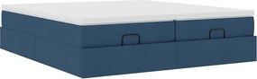 vidaXL Οθωμανικό κρεβάτι με στρώματα μπλε 180x200cm ύφασμα