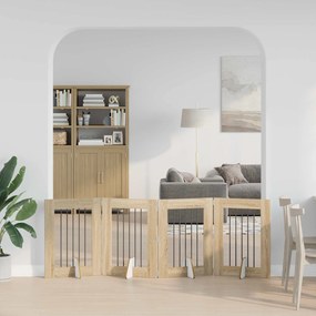 vidaXL Στερεωμένη γυαλιστερή πύλη για σκύλους 4 τμχ. Sonoma Δρυς