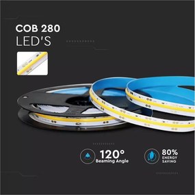 V-TAC Tαινία LED COB DC:24V 10W/m IP20 4000K Φυσικό λευκό 2653