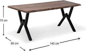 Τραπέζι Walter Megapap Mdf - μεταλλικό χρώμα καρυδί 140x80x75εκ.