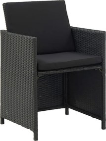 vidaXL Σετ Τραπεζαρίας Εξ. Χώρου 13 τεμ Μαύρο Συνθ. Ρατάν με Μαξιλάρια