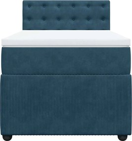 vidaXL Κρεβάτι Boxspring με Στρώμα Μπλε 100x200 εκ. Βελούδινο