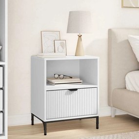 vidaXL Κομοδίνο με συρτάρι Λευκό 49 x 36 x 61 εκ Επεξεργασμένο ξύλο