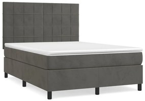 ΚΡΕΒΑΤΙ BOXSPRING ΜΕ ΣΤΡΩΜΑ ΣΚΟΥΡΟ ΓΚΡΙ 140X200 ΕΚ. ΒΕΛΟΥΔΙΝΟ 3143026