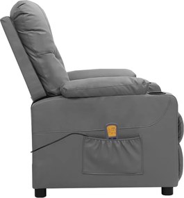 vidaXL Πολυθρόνα Μασάζ Γκρι από Συνθετικό Δέρμα