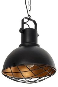 SIERRA 203-0011 Vintage Κρεμαστό Φωτιστικό Καμπάνα Μονόφωτο 1 x E27 IP20 Μαύρο & Χρυσό Μέταλλο-Μ31 x Π31 x Υ40cm Globostar 203-0011 Χρυσό