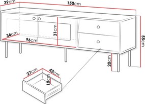 Έπιπλο τηλεόρασης Valerio 150-Leuko - 150.00Χ39.00Χ55.00cm