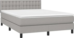 vidaXL Κρεβάτι Boxspring με Στρώμα Ανοιχτό Γκρι 140x200 εκ. Υφασμάτινο