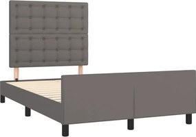 vidaXL Πλαίσιο Κρεβατιού χωρίς στρώμα Γκρι 120x190 εκ.Συνθ. Δέρμα