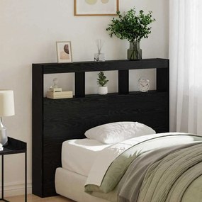 vidaXL Κεφαλάρι Ντουλάπι με LED με ράφι Μαύρη δρυς 122 x 17 x 102 εκ