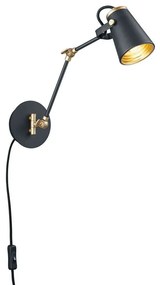 Φωτιστικό Τοίχου - Απλίκα Edward 208870132 Ø12x50cm Black Trio Lighting Metal