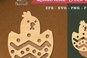 Σετ των 2 Intra απο ξύλο plywood 3mm-4mm πάχος Νεοσσοί σε Διακόσμηση κοπής με λέιζερ αυγών 2 Δίασταση 15x15 cm INTRAFABR-119432442