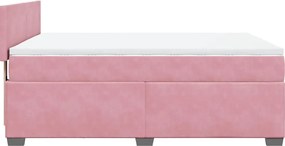 vidaXL Κρεβάτι Boxspring με Στρώμα Ροζ 160x200 εκ. Βελούδινο
