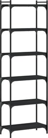 vidaXL Βιβλιοθήκη 6 Επιπέδων Μαύρη 60x30x188 εκ. Επεξεργασμένο Ξύλο