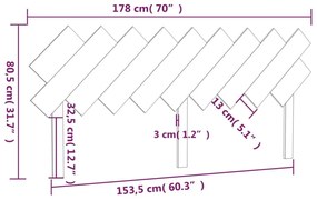 Κεφαλάρι Κρεβατιού Γκρι178x3x80,5 εκ. από Μασίφ Ξύλο Πεύκου - Γκρι