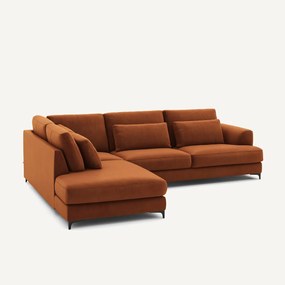 Γωνιακός καναπές αριστερός, βελούδινος, Marsile