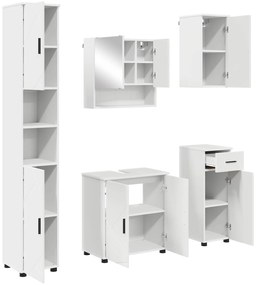 Σετ Επίπλων Μπάνιου 5 pcs Λευκό Επεξεργασμένο ξύλο & Μέταλλο